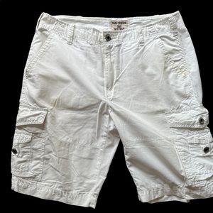 Pre-Owned Mens Express All White Cargo Shorts SZ 33 Waist